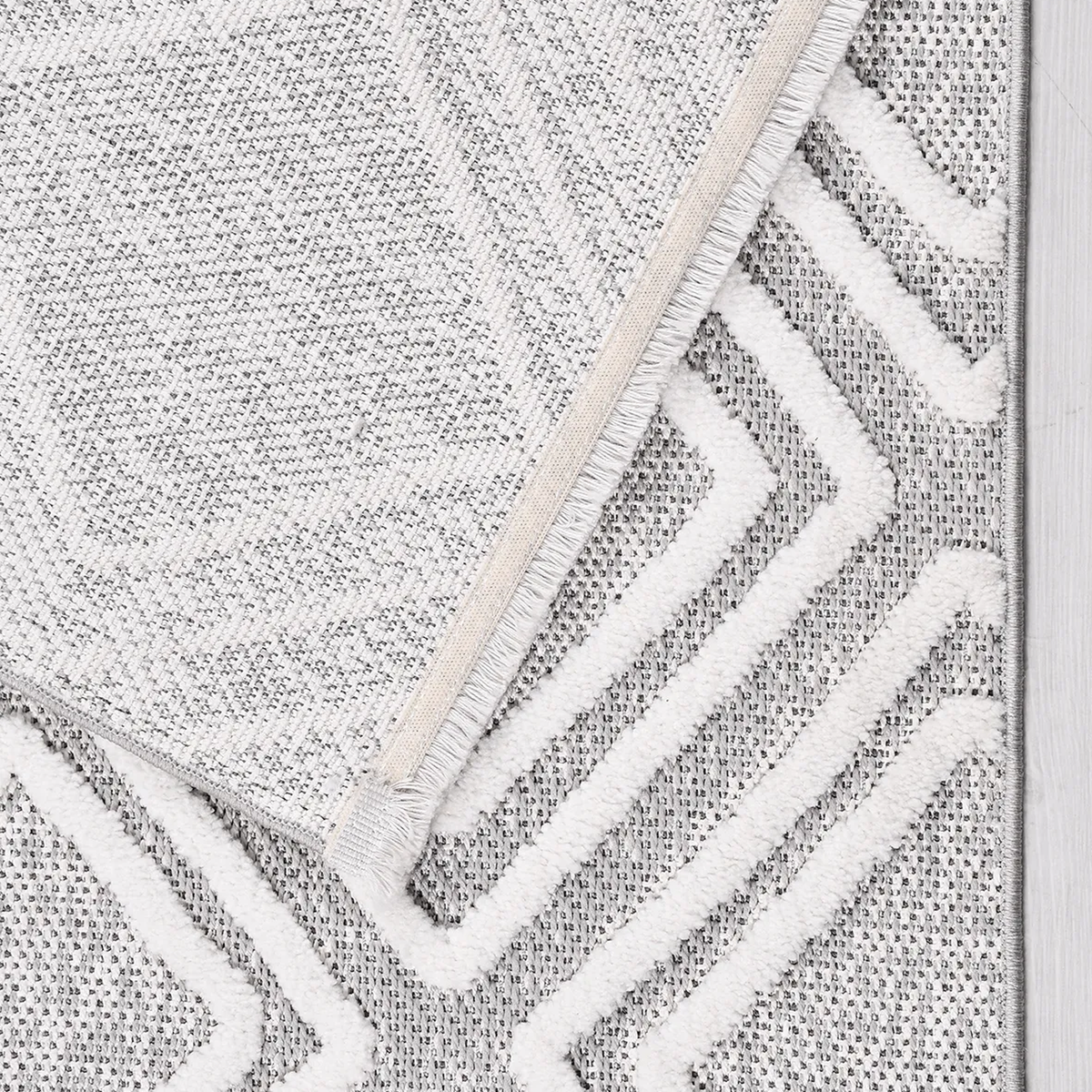 SHARED | Bilberry Modern Geometric Diamond Lattice Grey Ivory Machine photo 5