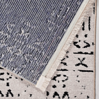 SHARED | Flare Cream Black Abstract Boho Machine Woven Living Room Be photo 5