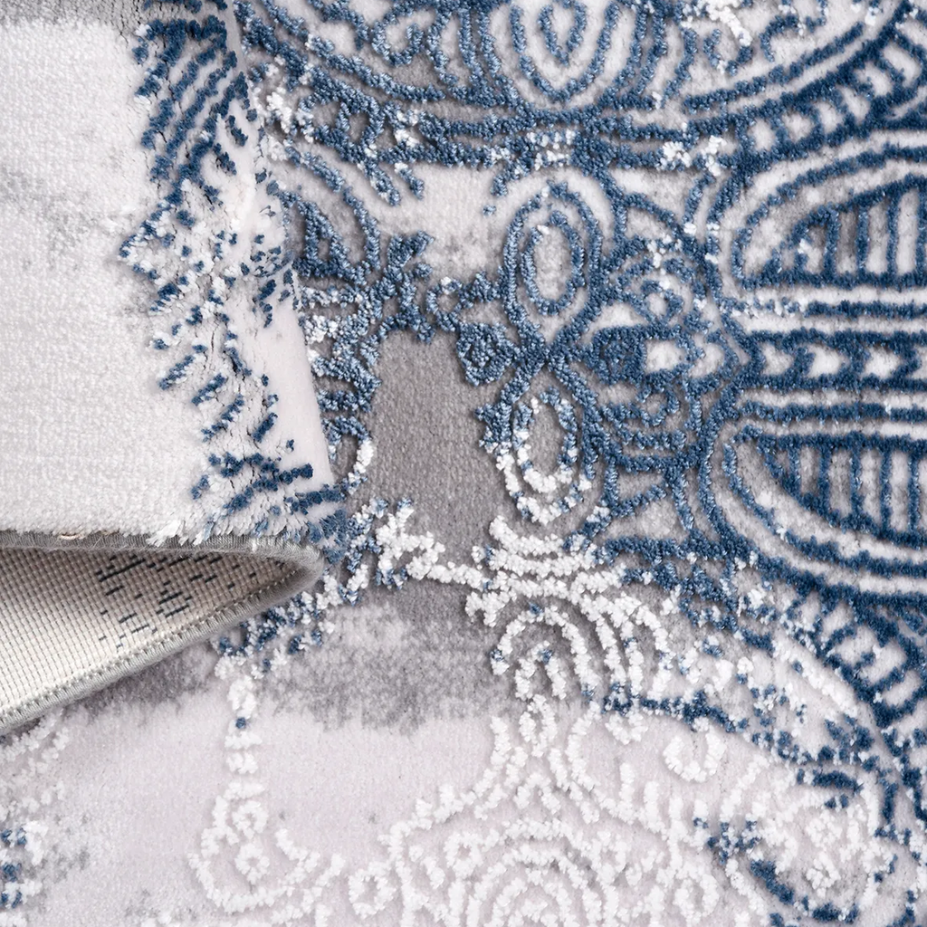 SHARED | Ledge Blue Grey Abstract Modern Machine Woven Living Room Be photo 5