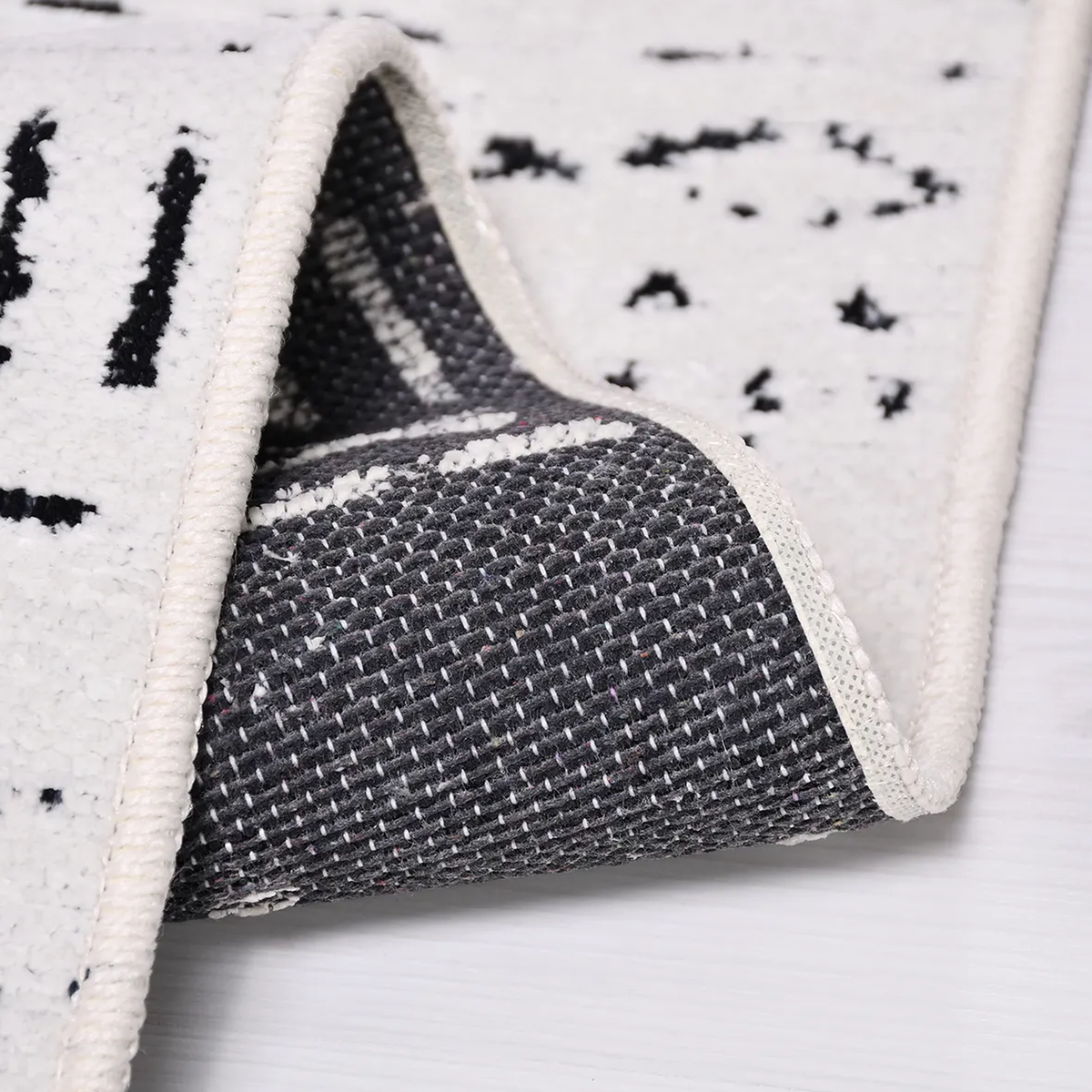 SHARED | Lilac Cream Black Abstract Boho Machine Woven Living Room Be photo 5