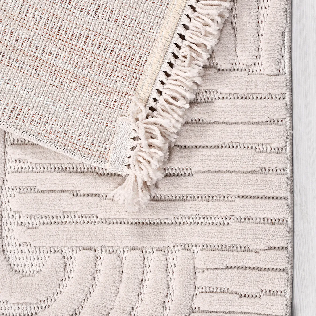 SHARED | Kekova Cream Abstract Modern Machine Woven Ivory Beige Livin photo 5