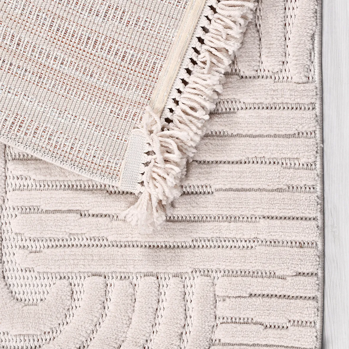 SHARED | Kekova Cream Abstract Modern Machine Woven Ivory Beige Livin photo 5
