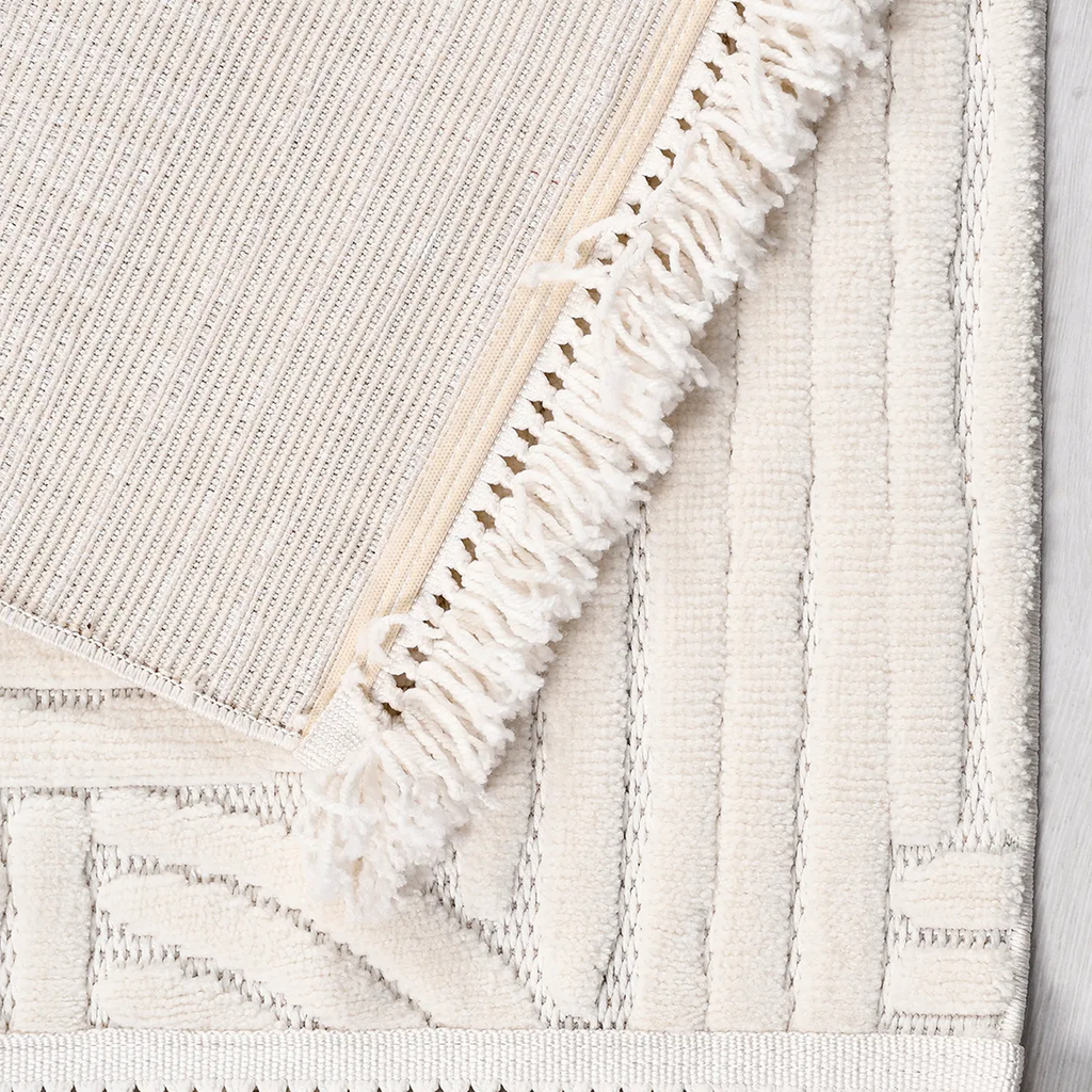 SHARED | Marmaris Cream Geometric Modern Machine Woven Ivory Living R photo 5
