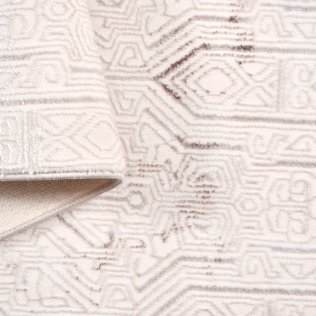 SHARED | Hurst Cream Grey Abstract Modern Machine Woven Living Room B photo 5
