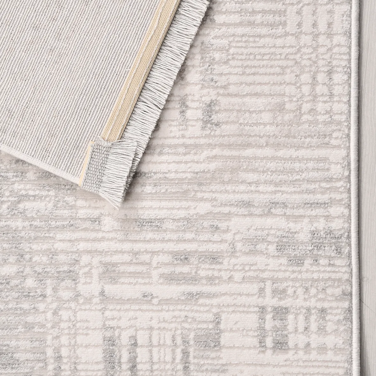 SHARED | Schist Cream Grey Abstract Modern Machine Woven Living Room  photo 5