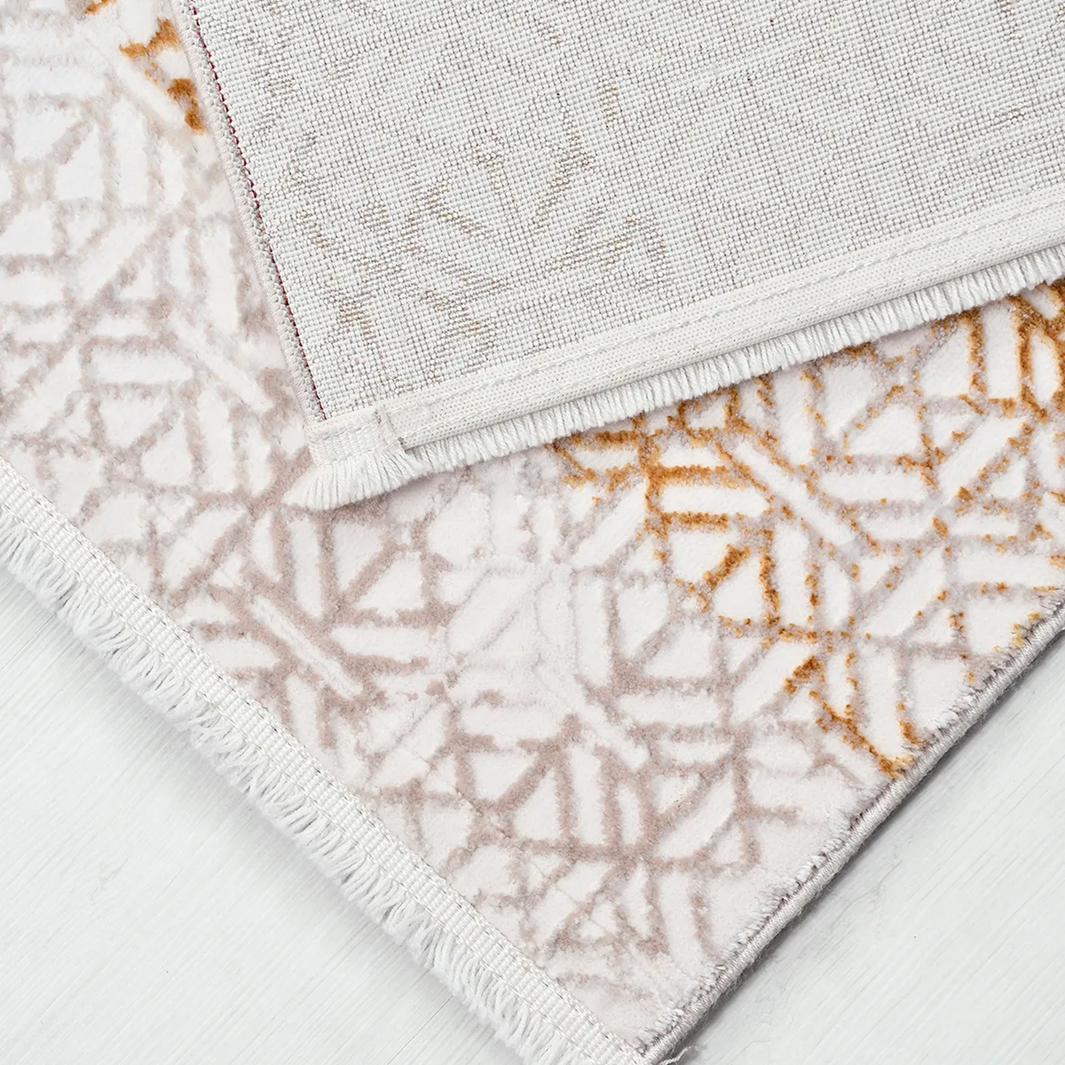 SHARED | Rill Cream Abstract Modern Machine Woven Greige Burnt Orange photo 5