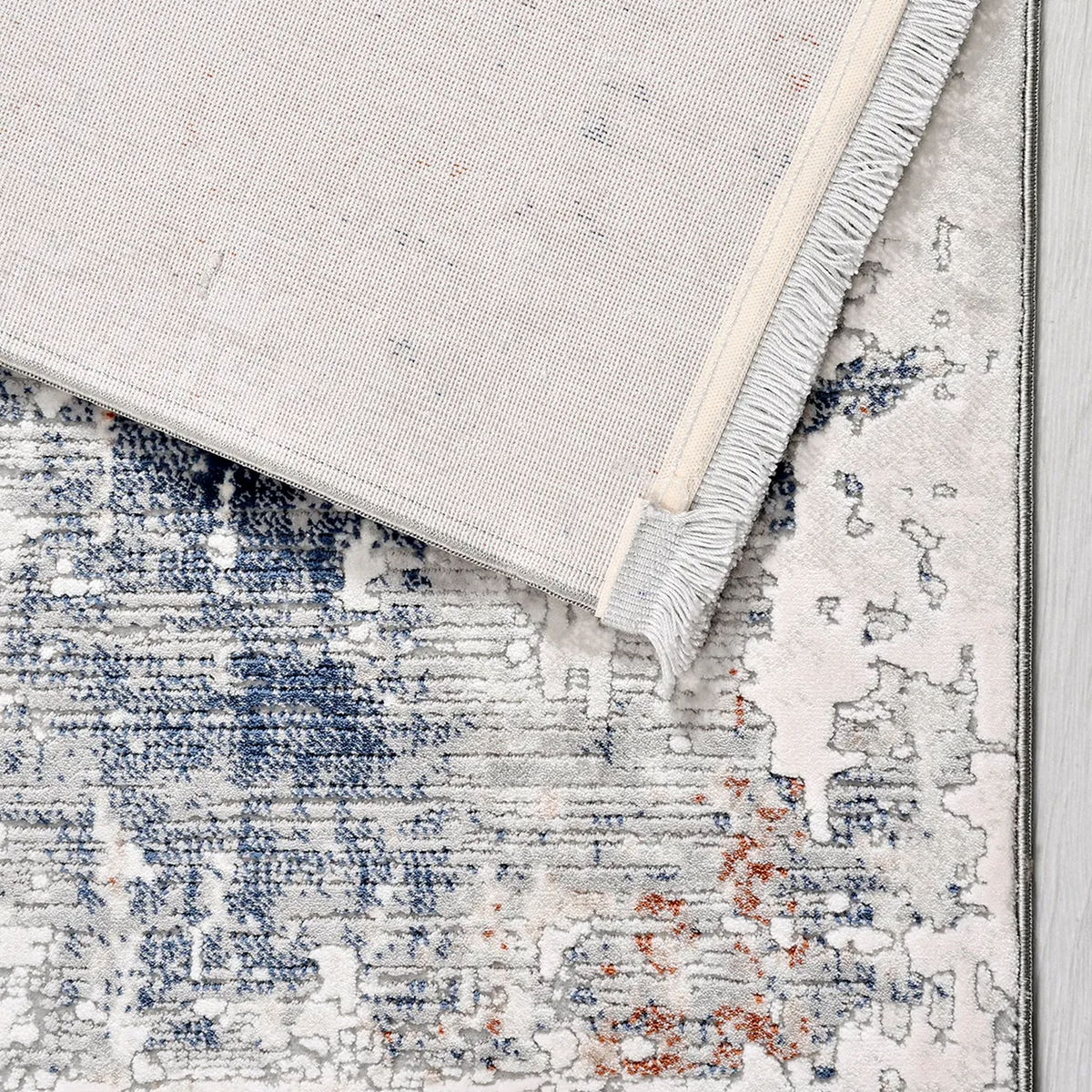 SHARED | Foxglove Modern Abstract Machine Woven Cream Grey Navy Rust  photo 5