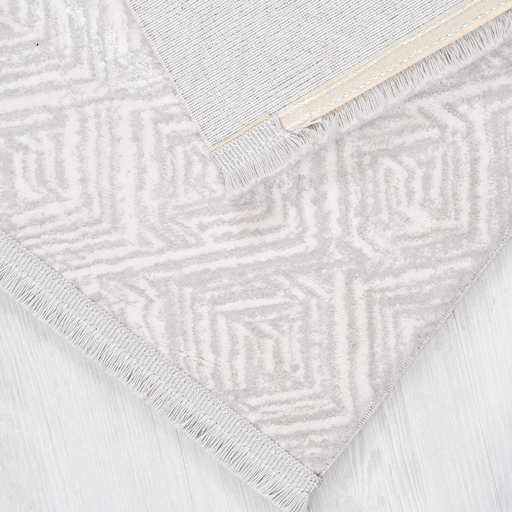 SHARED | Shimmer Cream Modern Geometric Machine Woven Living Room Bed photo 5