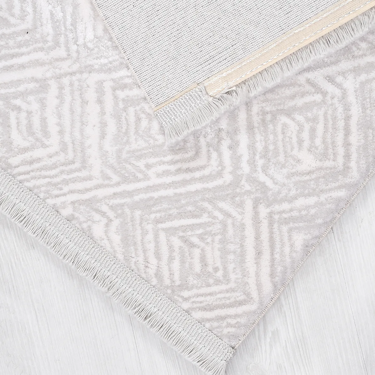 SHARED | Shimmer Cream Modern Geometric Machine Woven Living Room Bed photo 5