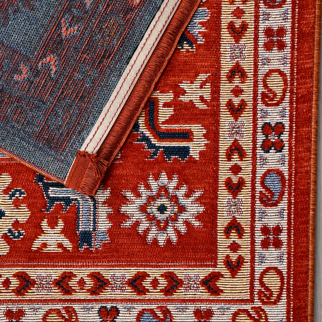 SHARED | Drizzle Red Navy Cream Persian Style Traditional Machine Wov photo 5