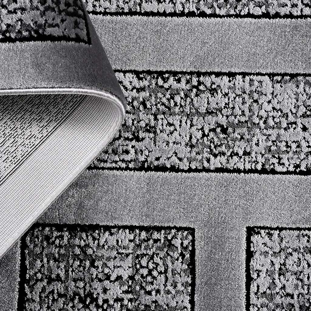 SHARED | Combe Grey Geometric Maze Modern Machine Woven Living Room B photo 5