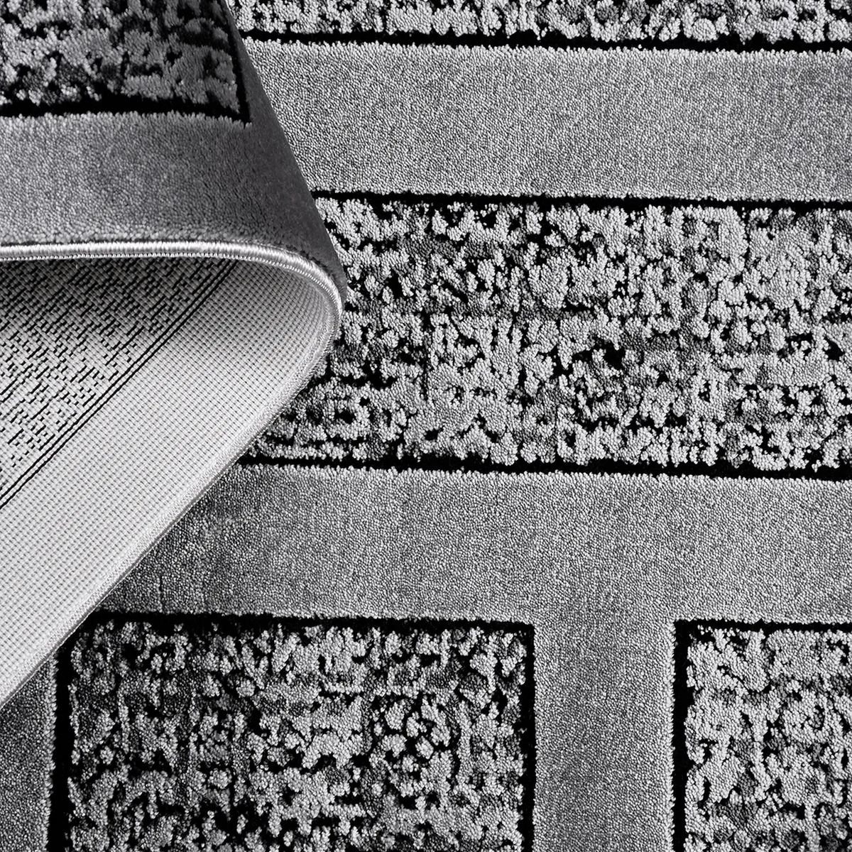 SHARED | Combe Grey Geometric Maze Modern Machine Woven Living Room B photo 5