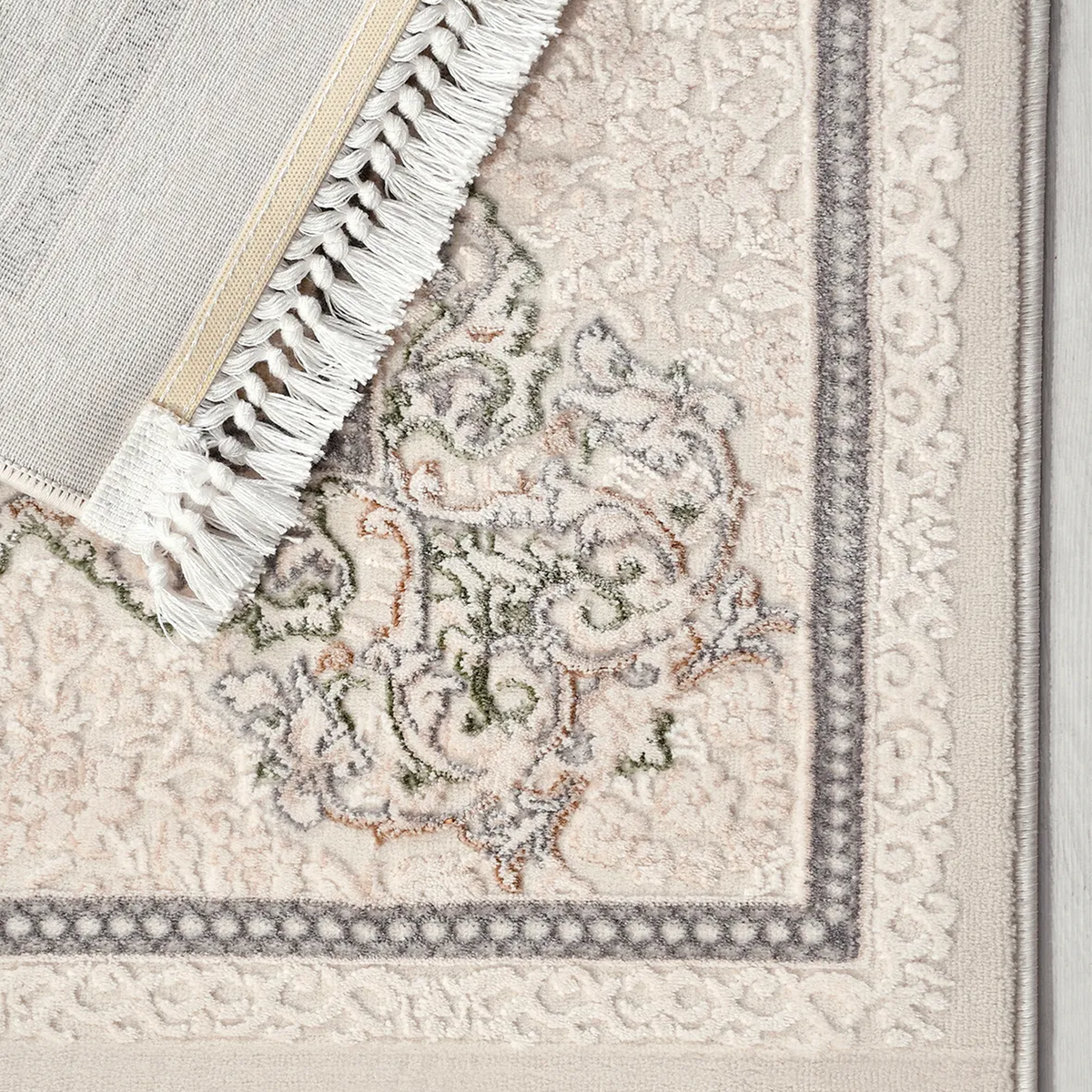 SHARED | Coral Cream Beige Persian Style Traditional Medallion Machin photo 5