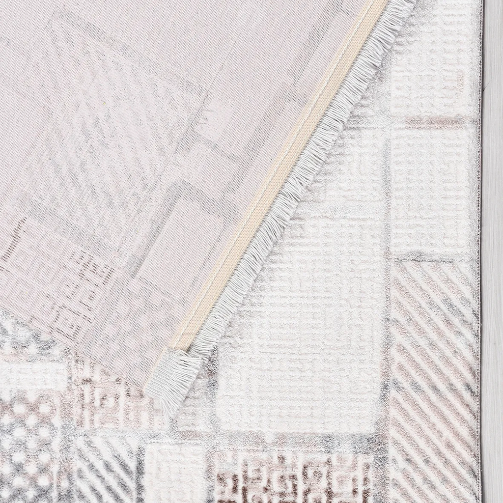 SHARED | Lodestone Cream Taupe Patchwork Modern Machine Woven Living  photo 5
