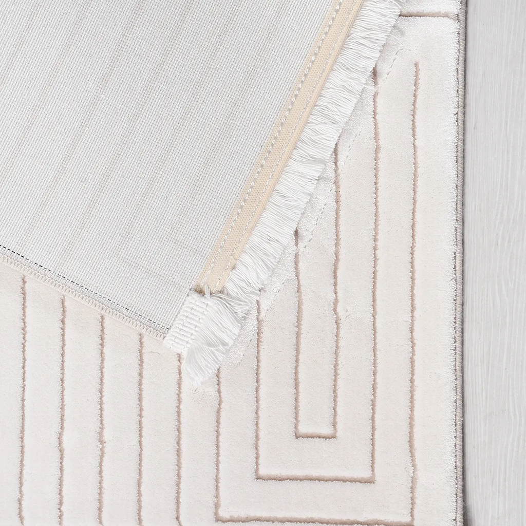 SHARED | Bryony Cream Ivory Geometric Modern Machine Woven Living Roo photo 5