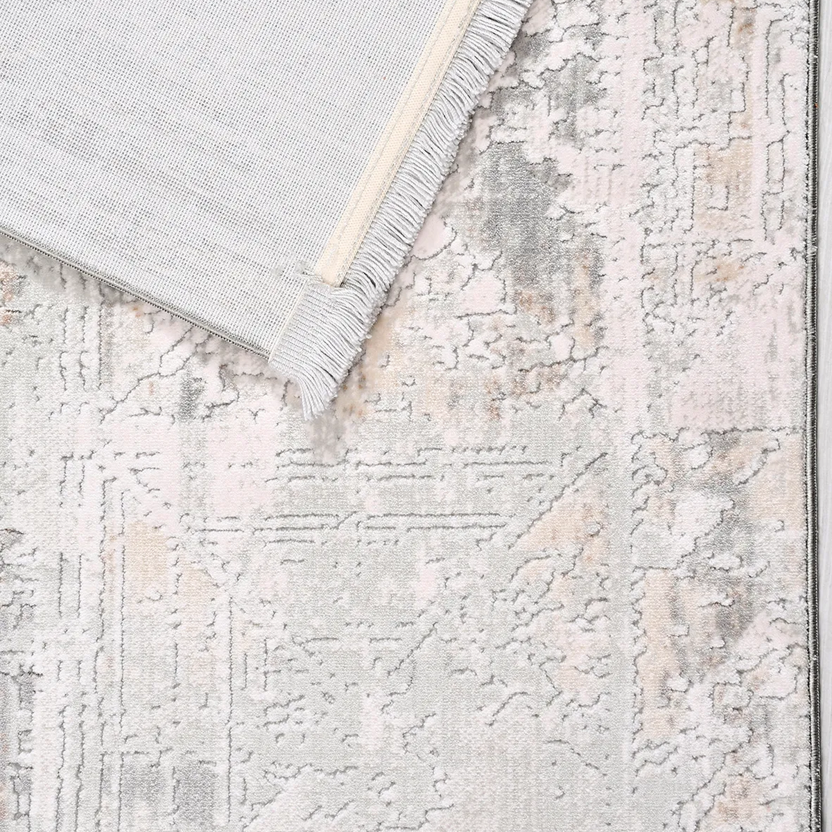 SHARED | Filbert Cream Grey Abstract Modern Machine Woven Living Room photo 5