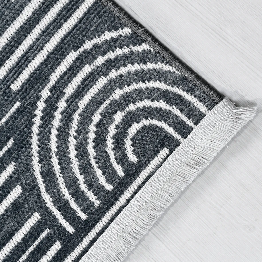 SHARED | Elder Charcoal Grey Ivory Geometric Mid-Century Modern Machi photo 5