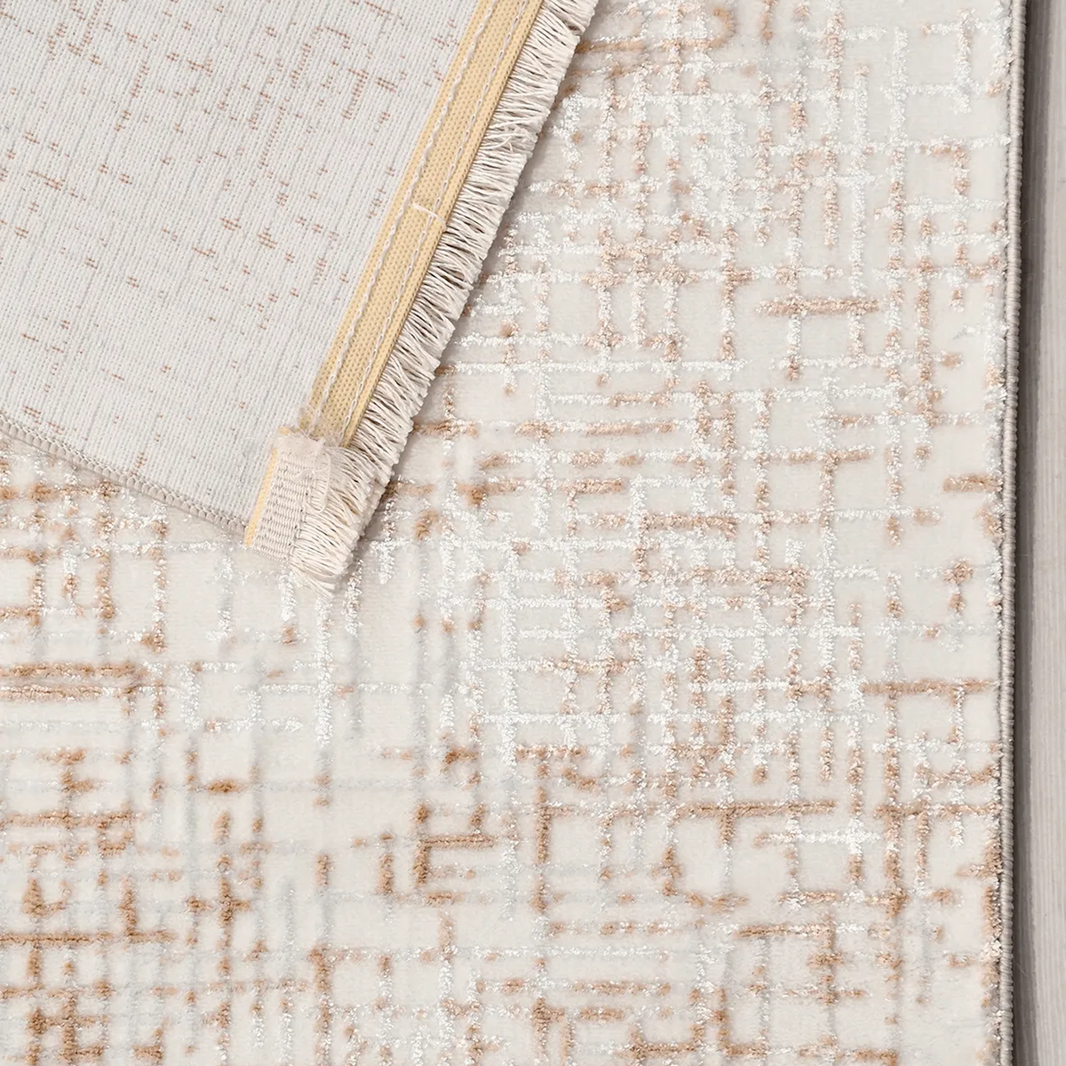 SHARED | Ford Cream Rust Abstract Modern Machine Woven Living Room Be photo 5