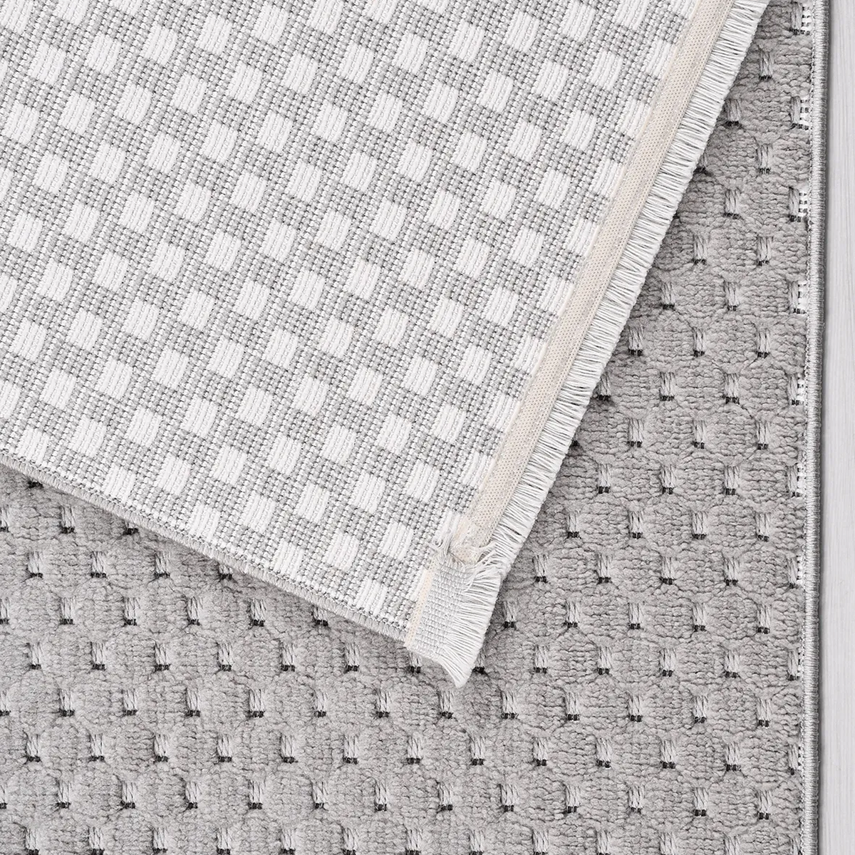 SHARED | Borage Grey Ivory Modern Geometric Machine Woven Living Room photo 5