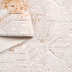 SHARED | Riven Cream Gold Abstract Glam Machine Woven Living Room Bed photo 5