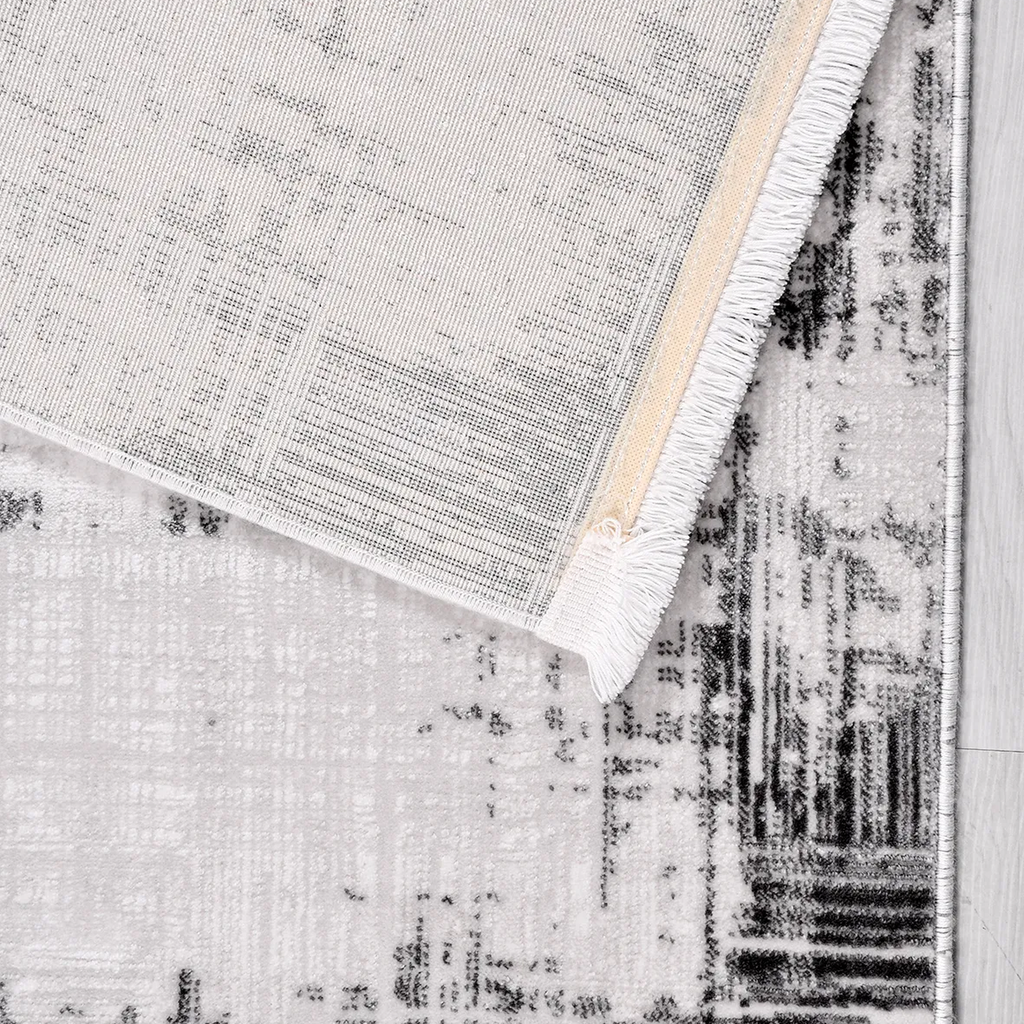 SHARED | Mudanya Grey Charcoal Abstract Modern Machine Woven Living R photo 5