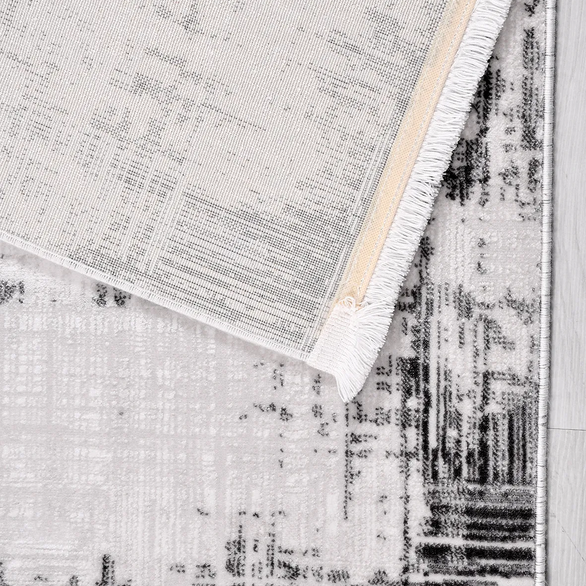 SHARED | Mudanya Grey Charcoal Abstract Modern Machine Woven Living R photo 5