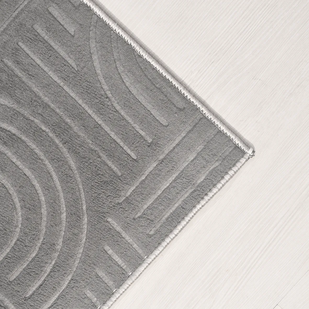 SHARED | Lucent Grey Modern Geometric Arch Machine Woven Living Room  photo 5
