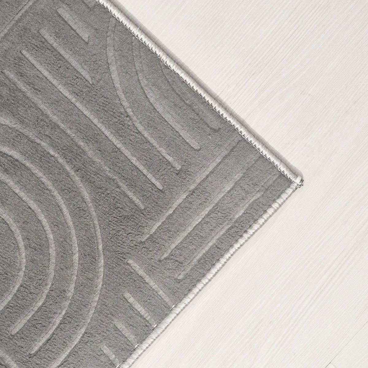 SHARED | Lucent Grey Modern Geometric Arch Machine Woven Living Room  photo 5