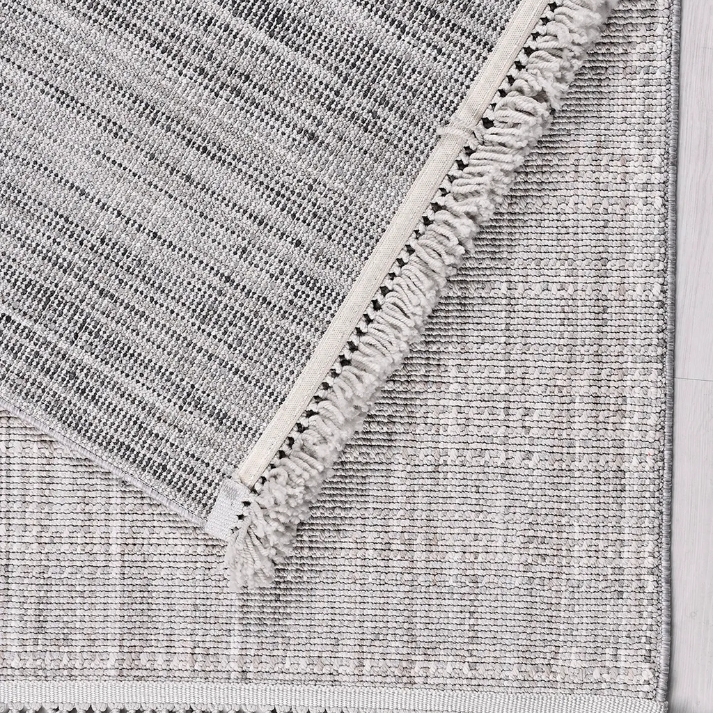SHARED | Kalkan Light Grey Solid Scandinavian Machine Woven Living Ro photo 5
