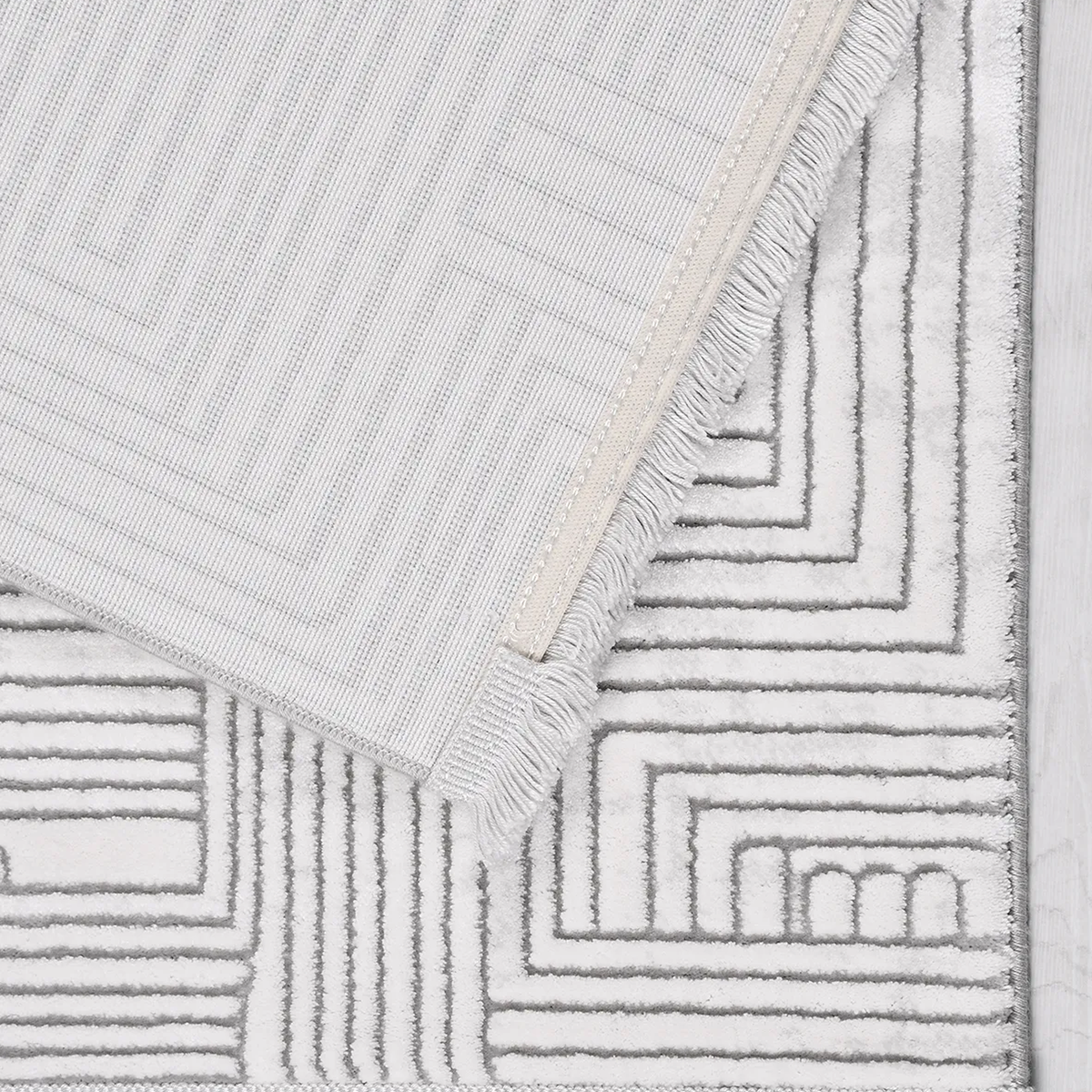 SHARED | Camellia Ivory Geometric Modern Machine Woven High-Low Livin photo 5