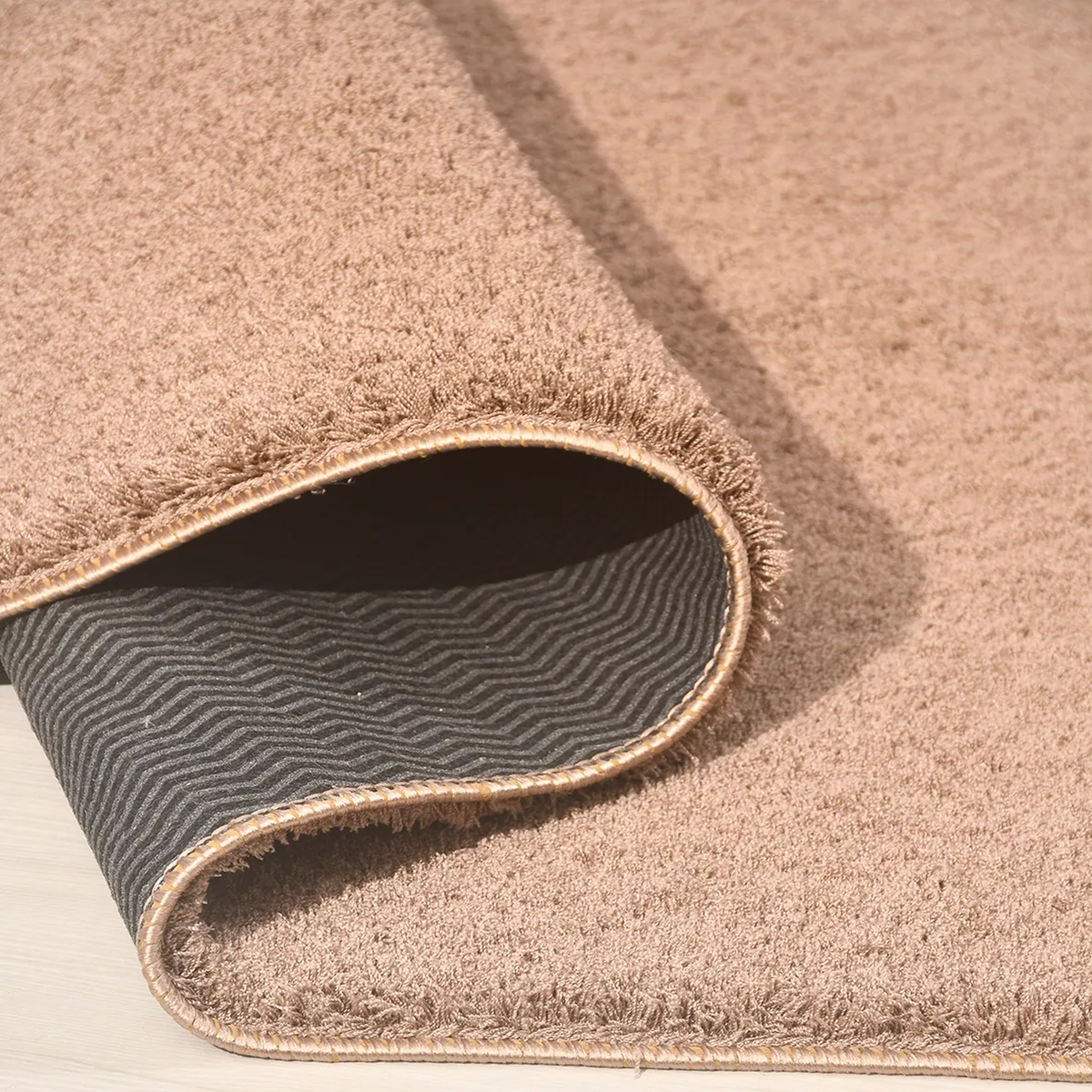 SHARED | Thaw Taupe Solid Modern Plush Machine Woven Living Room Bedr photo 5
