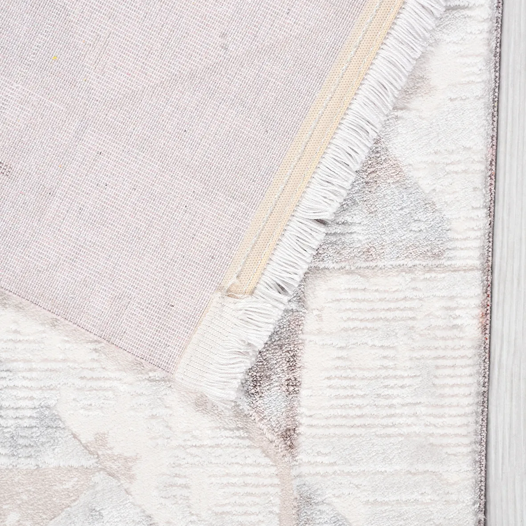 SHARED | Marl Cream Beige Modern Geometric Distressed Machine Woven L photo 5