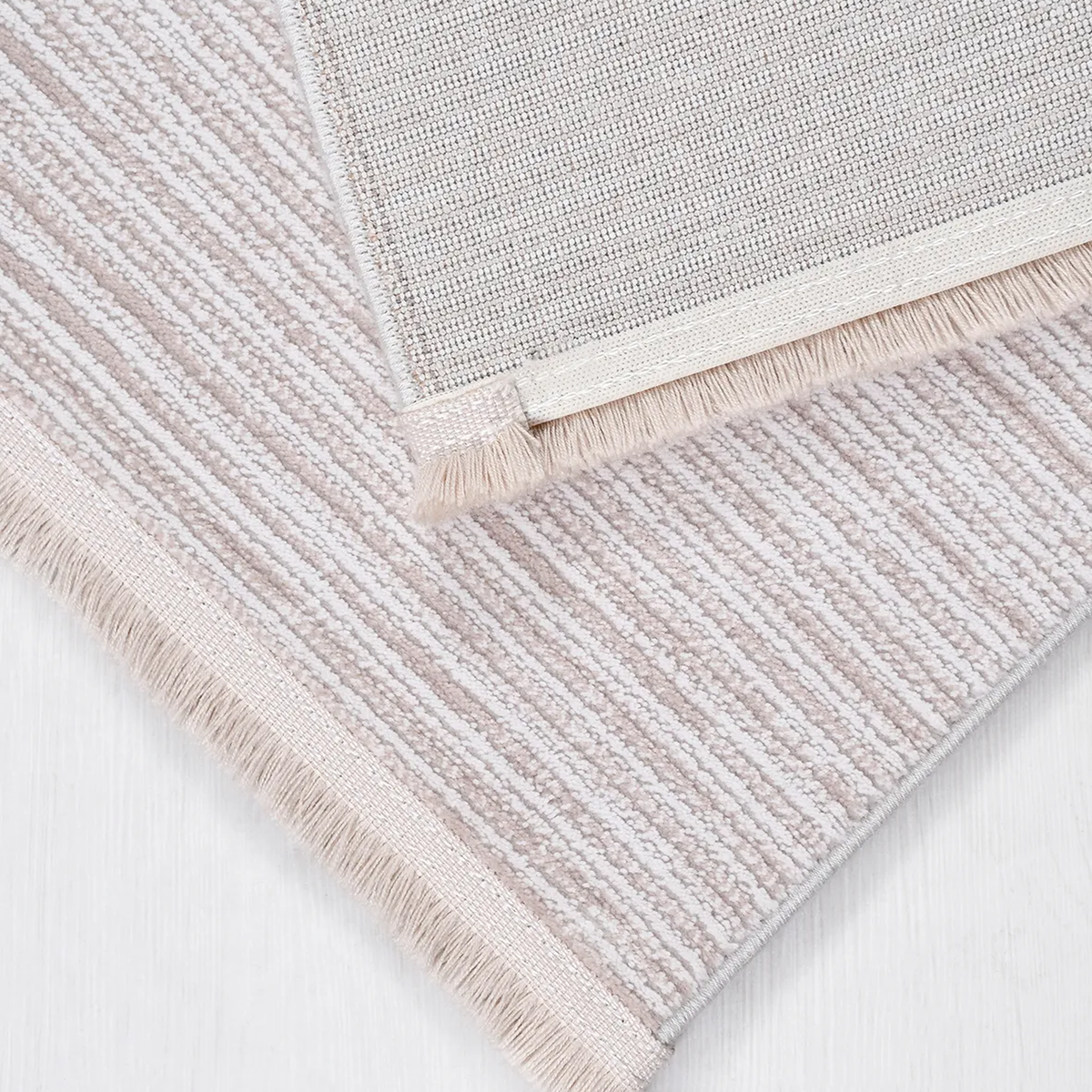 SHARED | Scree Cream Beige Modern Striped Machine Woven Living Room B photo 5