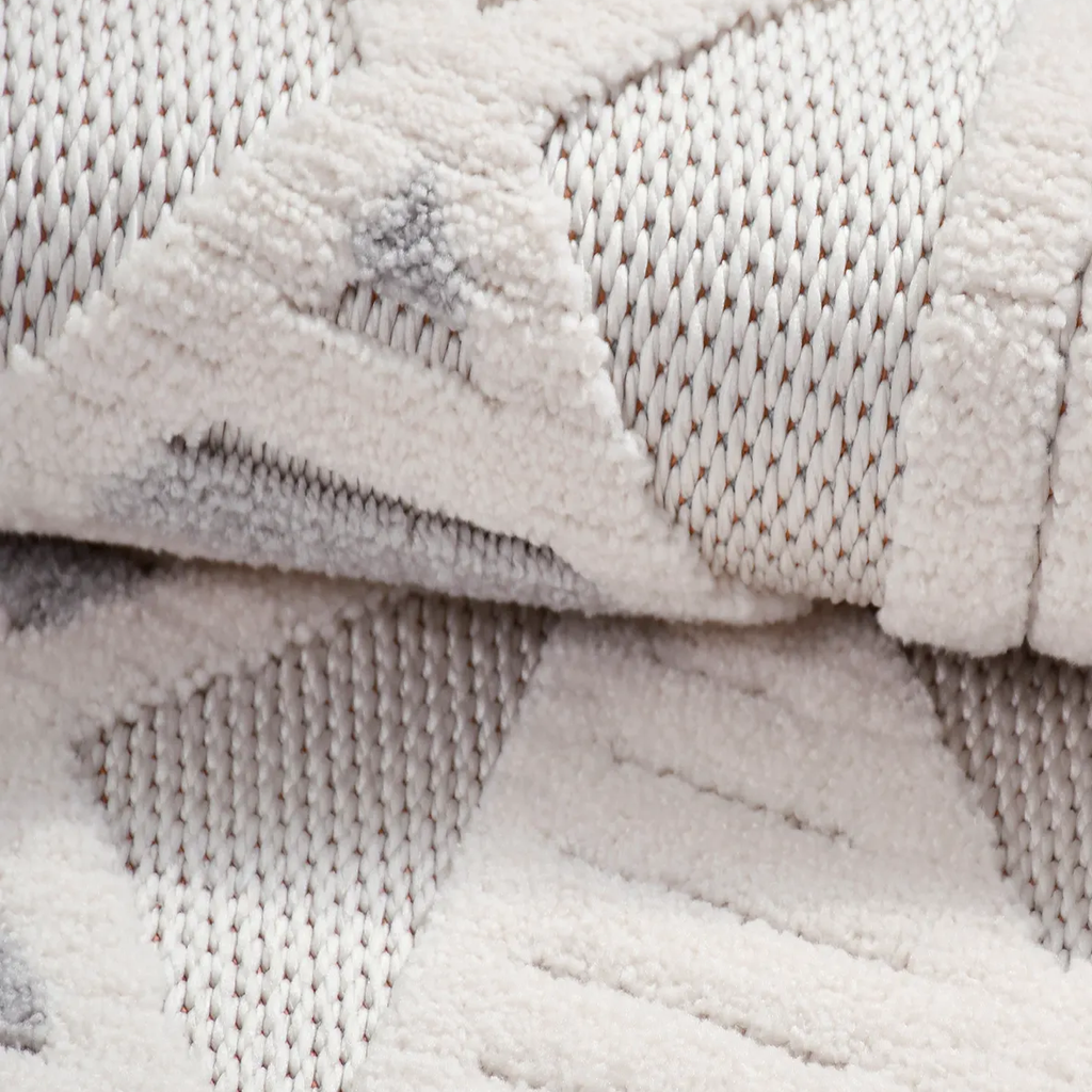 SHARED | Keepstone Ivory Grey Geometric Diamond Machine Woven Living  photo 4