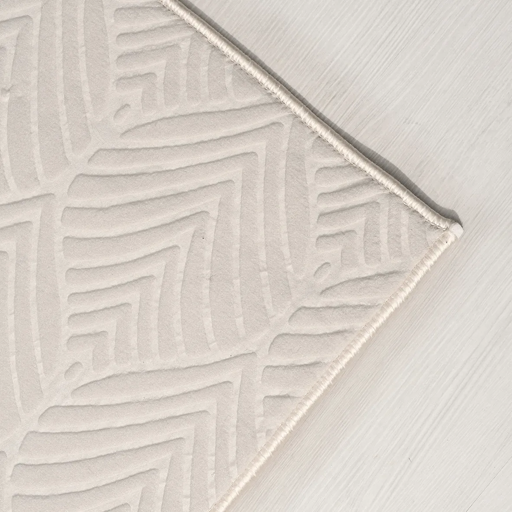 SHARED | Beryl Cream Scandinavian Geometric Textured Machine Woven Li photo 5