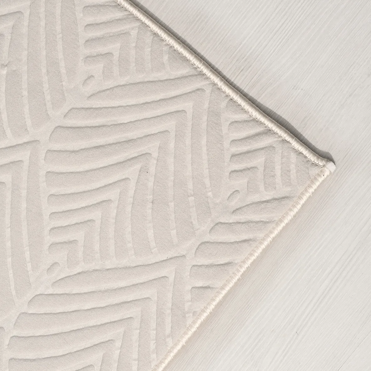 SHARED | Beryl Cream Scandinavian Geometric Textured Machine Woven Li photo 5
