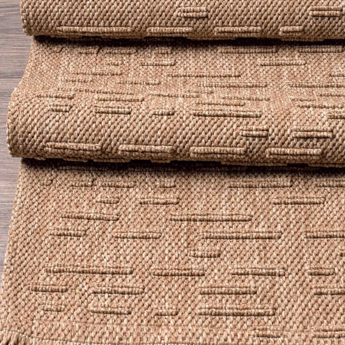 SHARED | Wormwood Beige Solid Scandinavian Machine Woven Fringed Livi photo 5