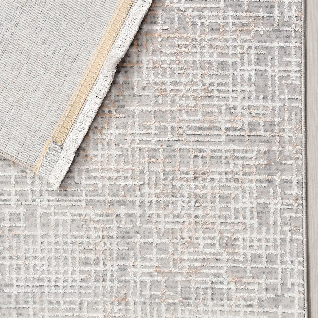 SHARED | Foreland Modern Abstract Distressed Beige Grey Machine Woven photo 5