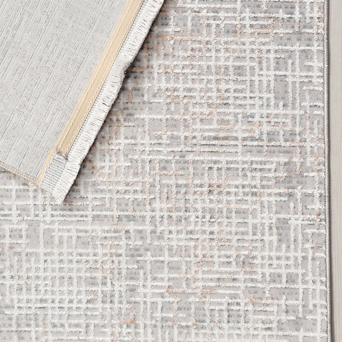 SHARED | Foreland Modern Abstract Distressed Beige Grey Machine Woven photo 5