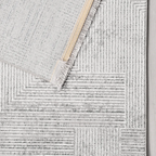 SHARED | Fell Modern Geometric Light Grey Ivory Machine Woven Living  photo 5