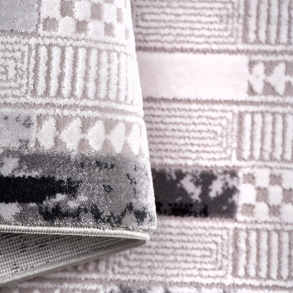 SHARED | Upland Cream Grey Modern Geometric Machine Woven Living Room photo 5