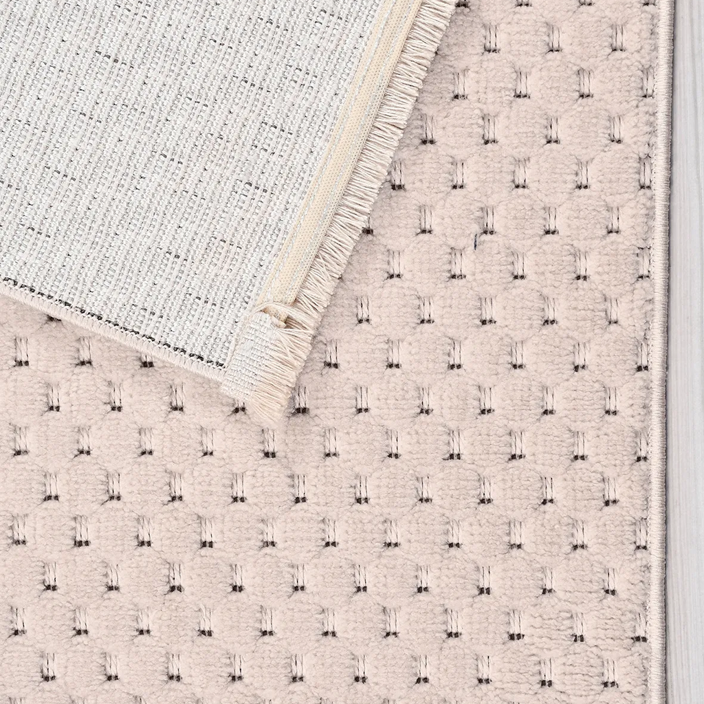 SHARED | Bluebell Blush Pink Modern Geometric Dot Machine Woven Livin photo 5
