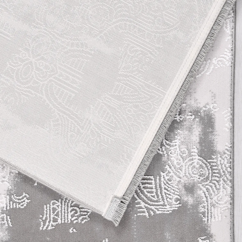 SHARED | Levee Grey Ivory Abstract Watercolour Modern Machine Woven L photo 5
