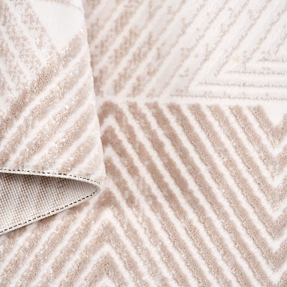 SHARED | Chasm Cream Beige Geometric Triangle Modern Machine Woven Li photo 5