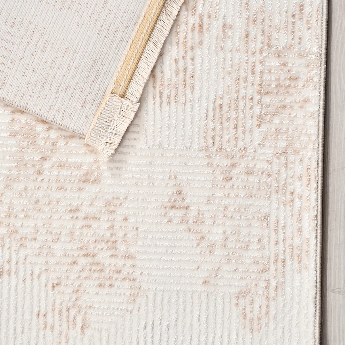SHARED | Fen Cream Beige Abstract Modern Machine Woven Living Room Be photo 5