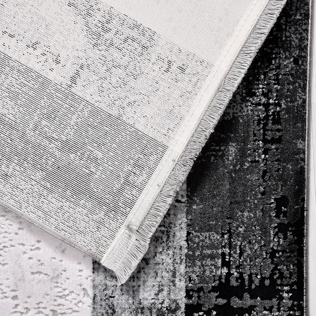 SHARED | Spinney Cream Black Grey Abstract Modern Machine Woven Livin photo 5