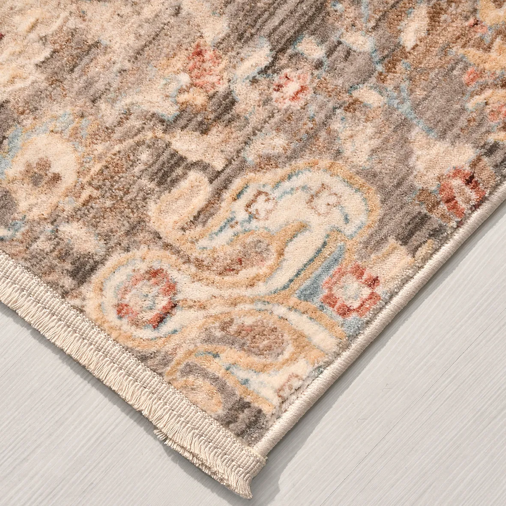 SHARED | Pergola Distressed Persian Style Floral Taupe Cream Rust Mac photo 5