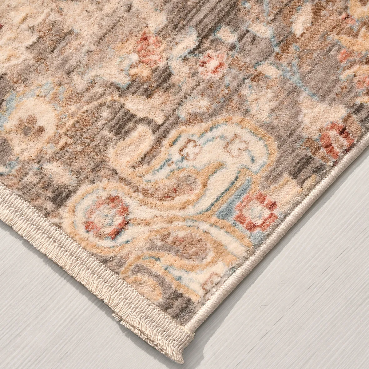 SHARED | Pergola Distressed Persian Style Floral Taupe Cream Rust Mac photo 5
