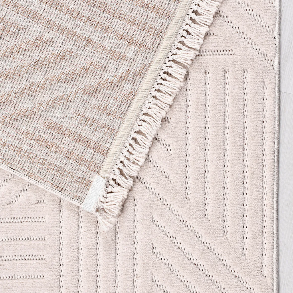 SHARED | Kas Cream Modern Geometric Machine Woven High-Low Carved Liv photo 5