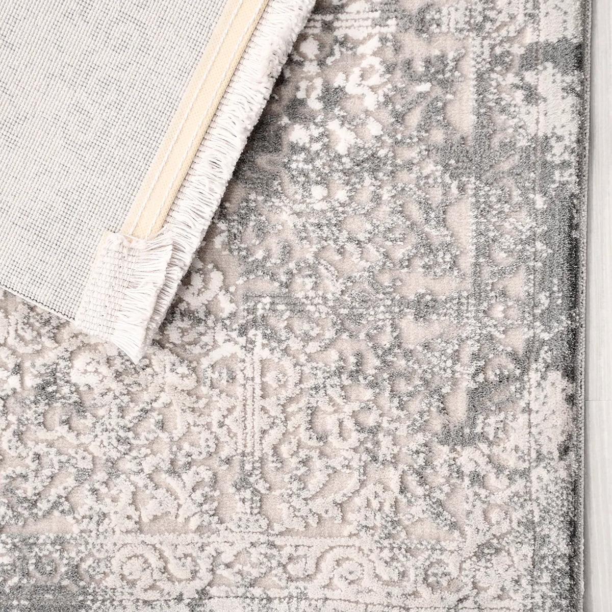 SHARED | Datca Persian Style Medallion Distressed Vintage Look Grey C photo 5
